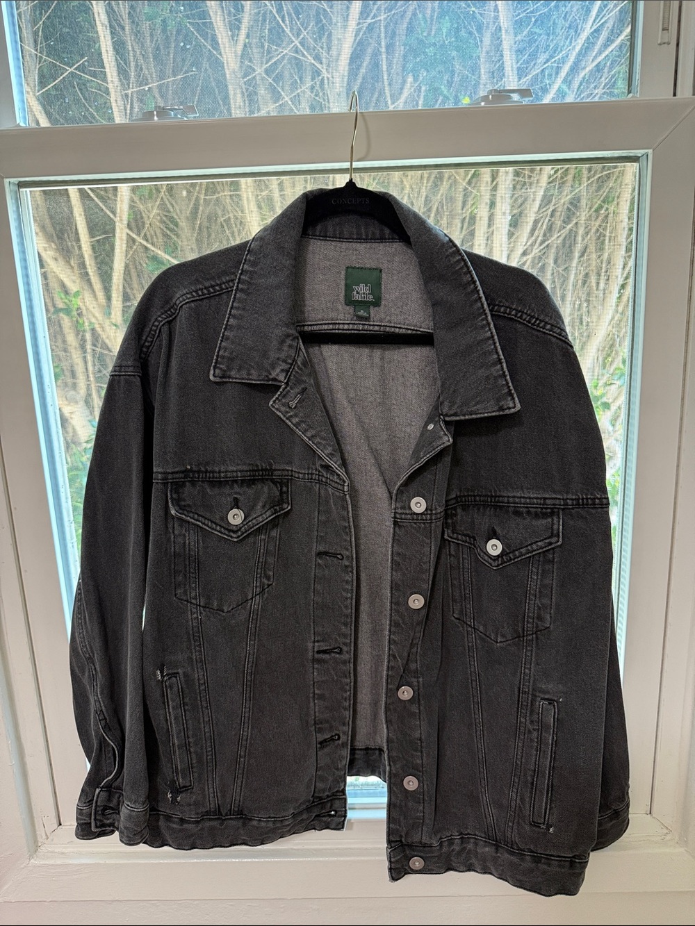 Wild Fabel Washed Black Denim Jacket